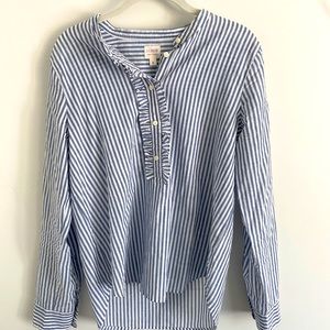 J crew blouse blue/white striped. 100% cotton size s